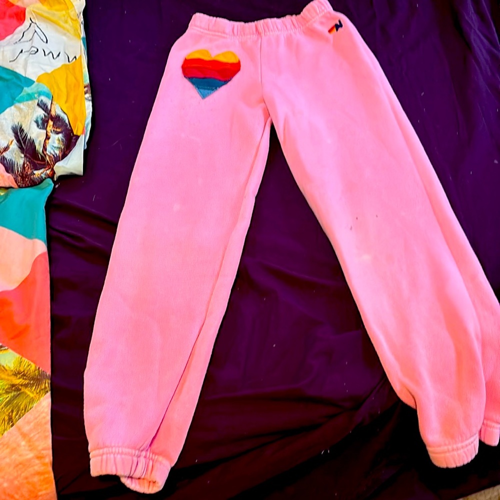 Aviator Nation 5 stripe sweatpants. Girls 14